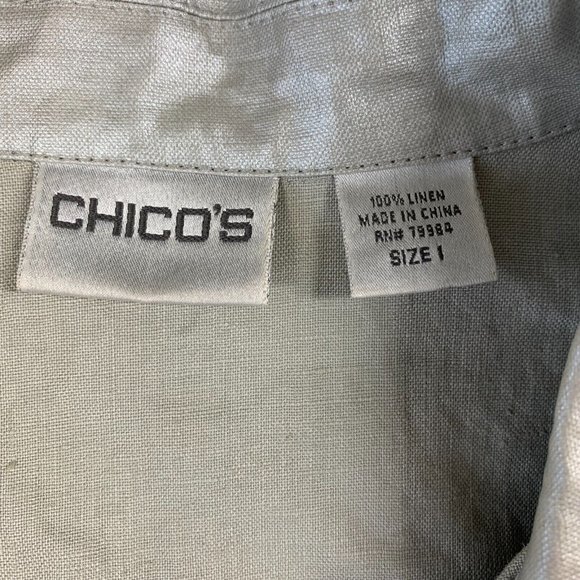 Chico's Womens Jacket and Tank Top Set Size 1 Medium Gray Silver Metallic Travel - Picture 10 of 13